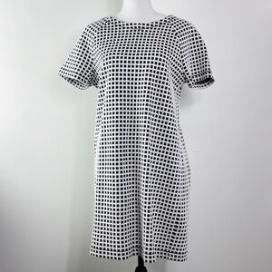 Lou & Grey LOFT windowpane black and white dress
